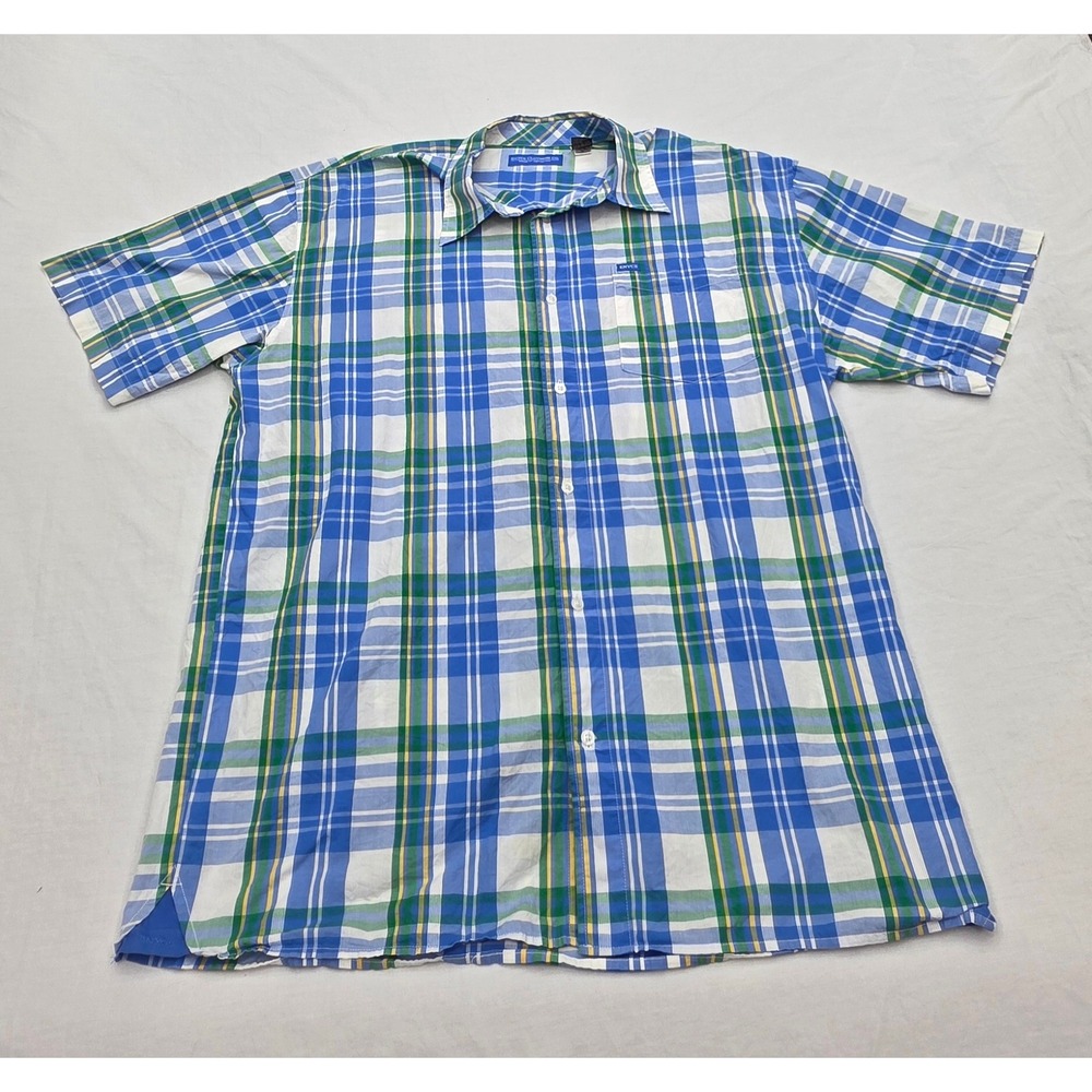 Enyce Mens Shirt Size XL Vintage Plaid Short‎ Sleeve Button Down Cotton EYRU1964